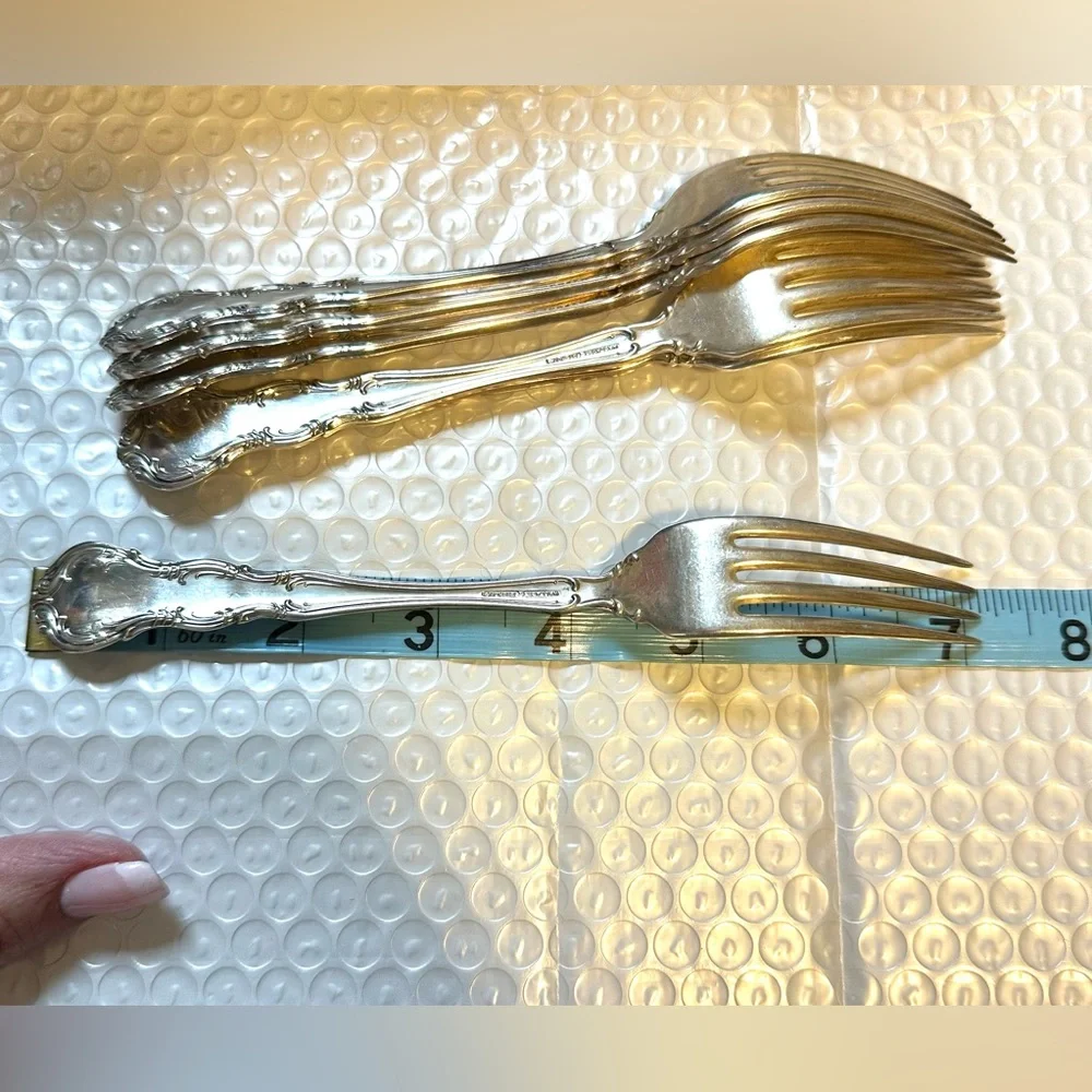 6 Wallace Sterling Silver Forks 7 1/8” Old Atlanta 268 Grams‎